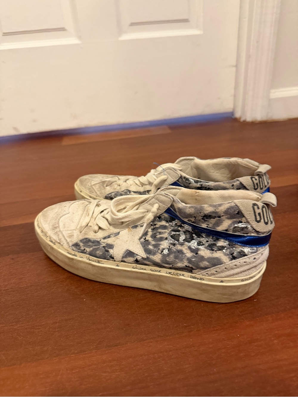 Golden Goose Limited Edition Mid Star Sneakers Silver Blue White